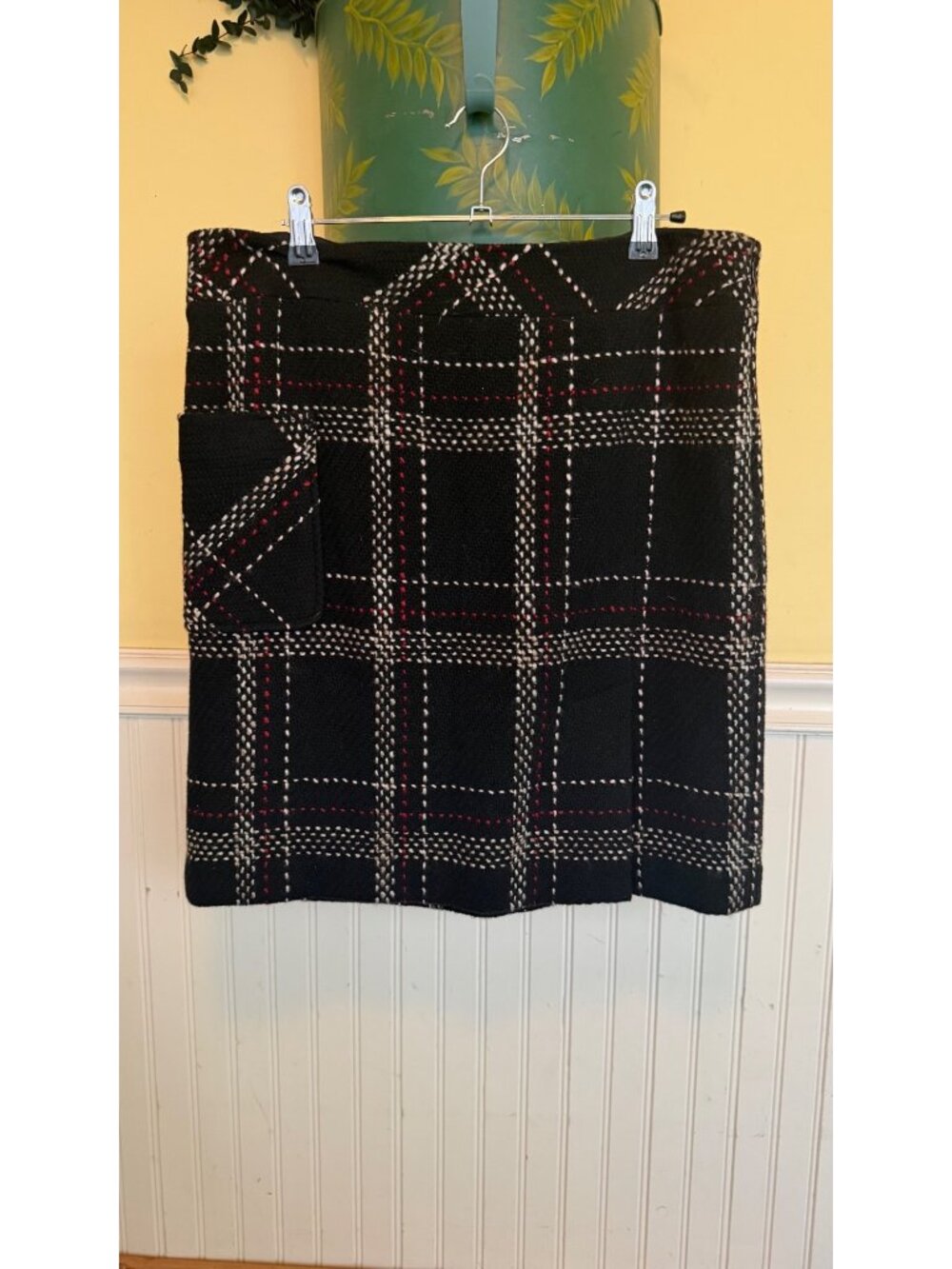 Ann Taylor Loft Black Plaid Wool-Blend Skirt Size 12